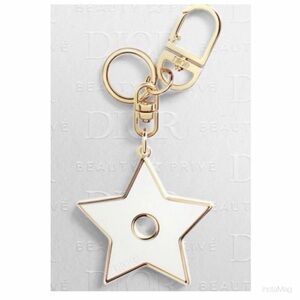 NEW Dior Star Keychain Charm White with Gold Trim Bag Charm Accessories